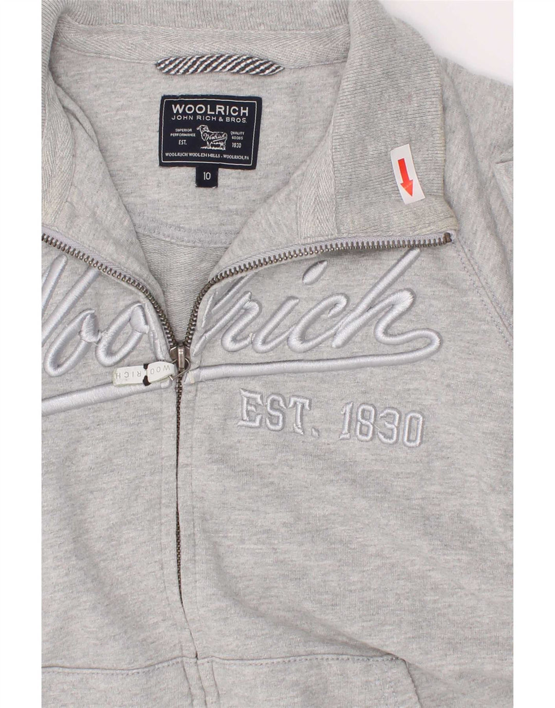 Giacca da ginnastica grafica per ragazzi Woolrich 9-10 anni in cotone grigio screziato