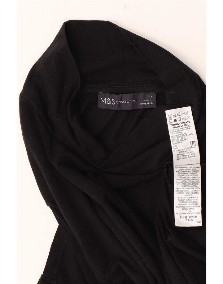 Marks & Spencer Top da donna manica lunga UK 14 cotone nero medio