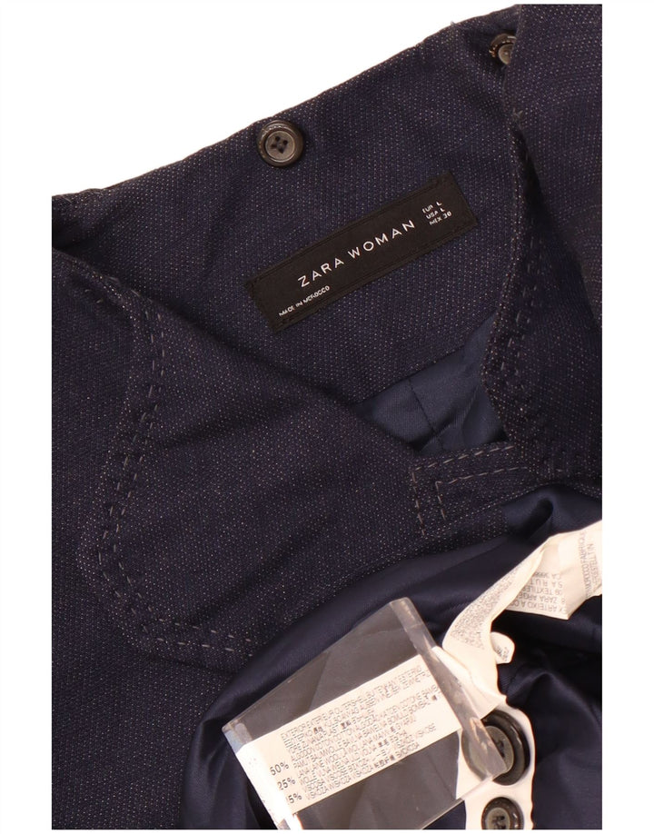 Trench da donna Zara UK 14 grande in cotone blu navy