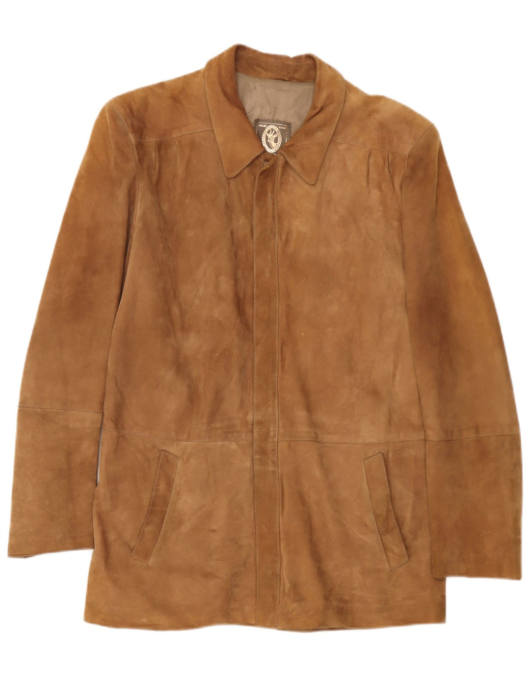 Giacca vintage in pelle scamosciata da uomo IT 48 in pelle marrone medio