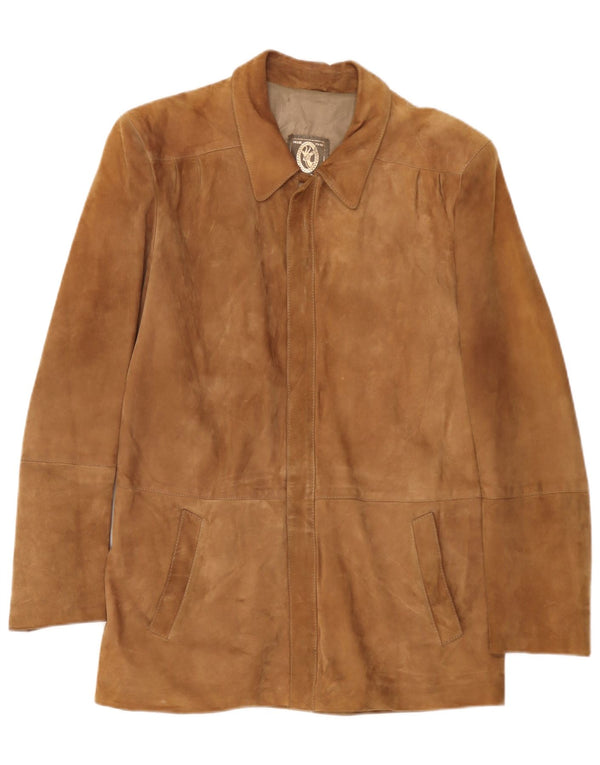 Giacca vintage in pelle scamosciata da uomo IT 48 in pelle marrone medio