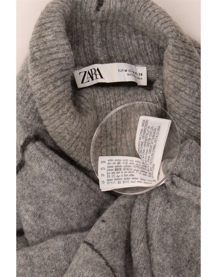 Maglione maglione oversize con collo alto da donna Zara UK 14 Acrilico grigio medio