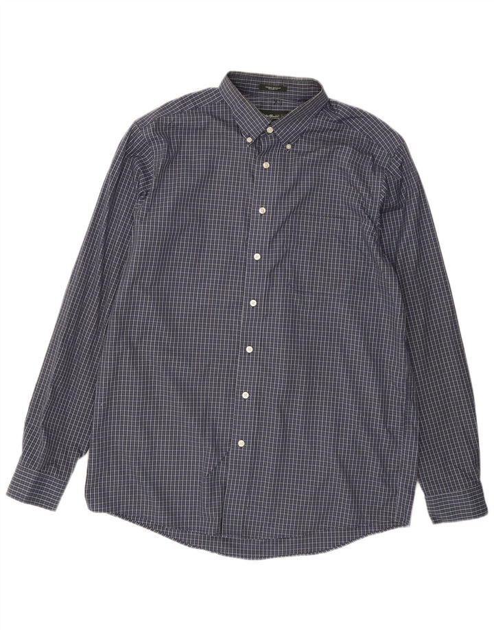 EDDIE BAUER Camicia da uomo alta dalla vestibilità rilassata, grande, in cotone a quadri blu navy
