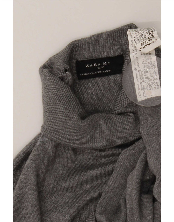 Maglione Zara da uomo a collo alto in viscosa grigio medio