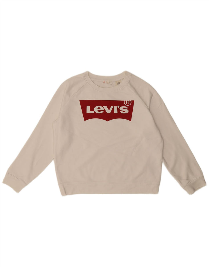 Felpa oversize con grafica da donna Levi's UK 6 XS cotone bianco