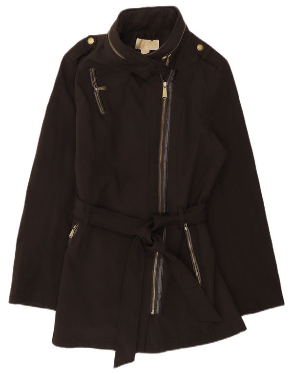 Giacca a vento militare con cappuccio da donna Michael Kors UK 14 grande nera