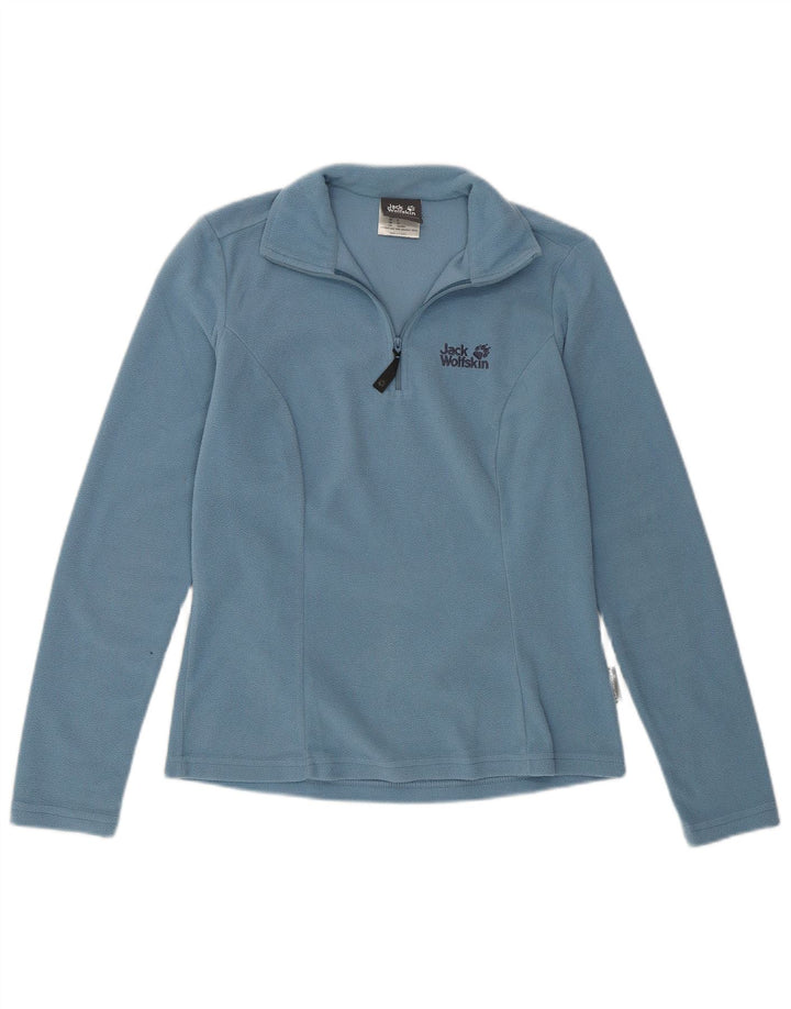 JACK WOLFSKIN Maglione in pile da donna con collo e zip UK 10 piccolo poliestere blu
