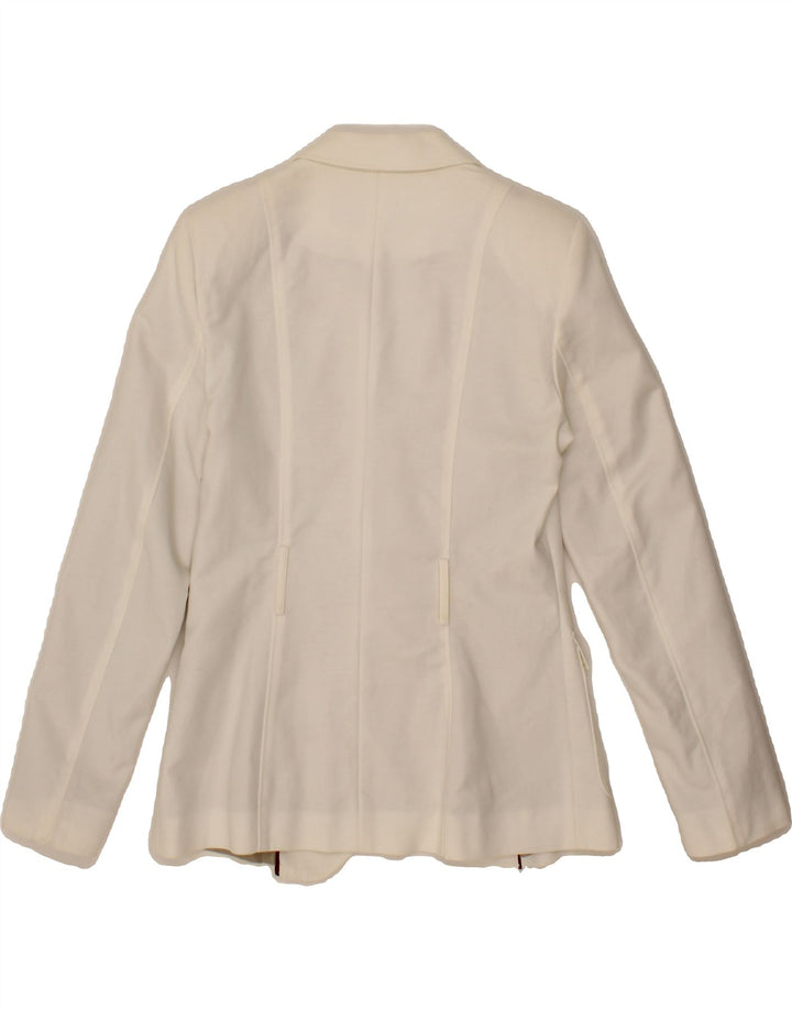 ZARA Womens 2 Button Blazer Jacket UK 14 Medium White Polyester Vintage Zara and Second-Hand Zara from Messina Hembry 
