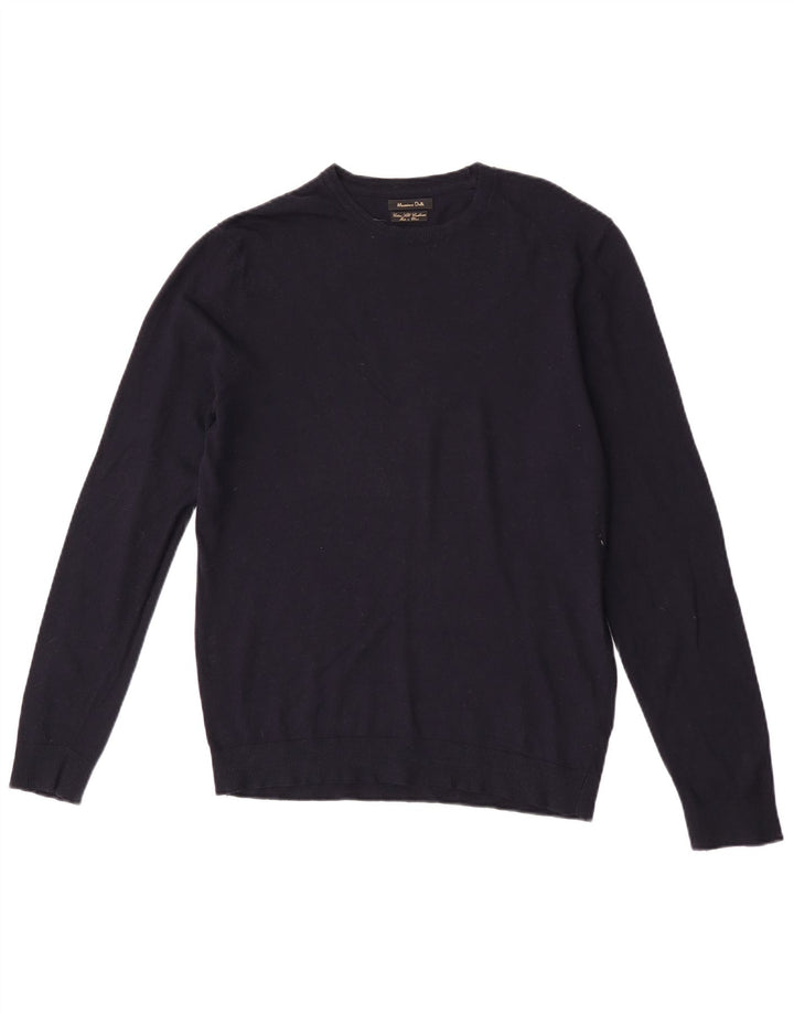 Maglione maglione girocollo da uomo Massimo Dutti in cotone blu navy medio
