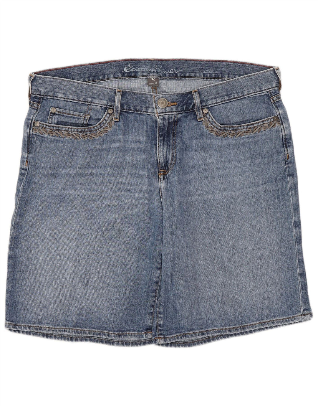 Pantaloncini di jeans da donna Eddie Bauer US 12 Large W34 cotone blu