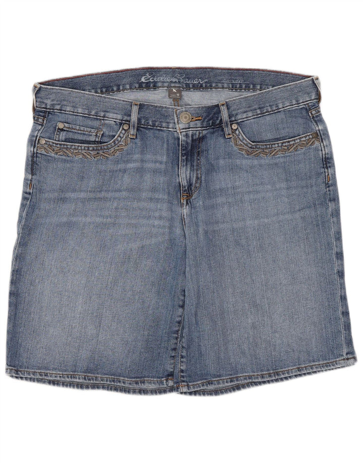 Pantaloncini di jeans da donna Eddie Bauer US 12 Large W34 cotone blu