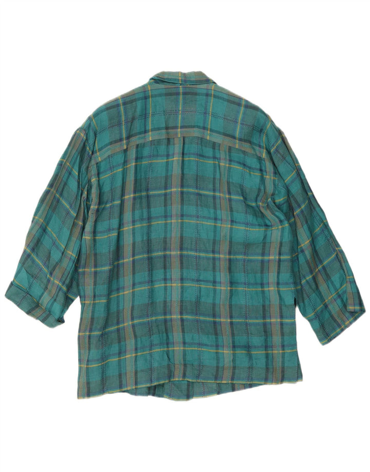 Giacca blazer vintage da donna a 3 bottoni EU 44 XL a quadri blu