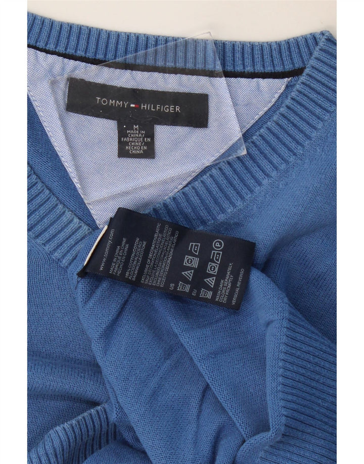 TOMMY HILFIGER Maglione da uomo con scollo a V in cotone blu medio