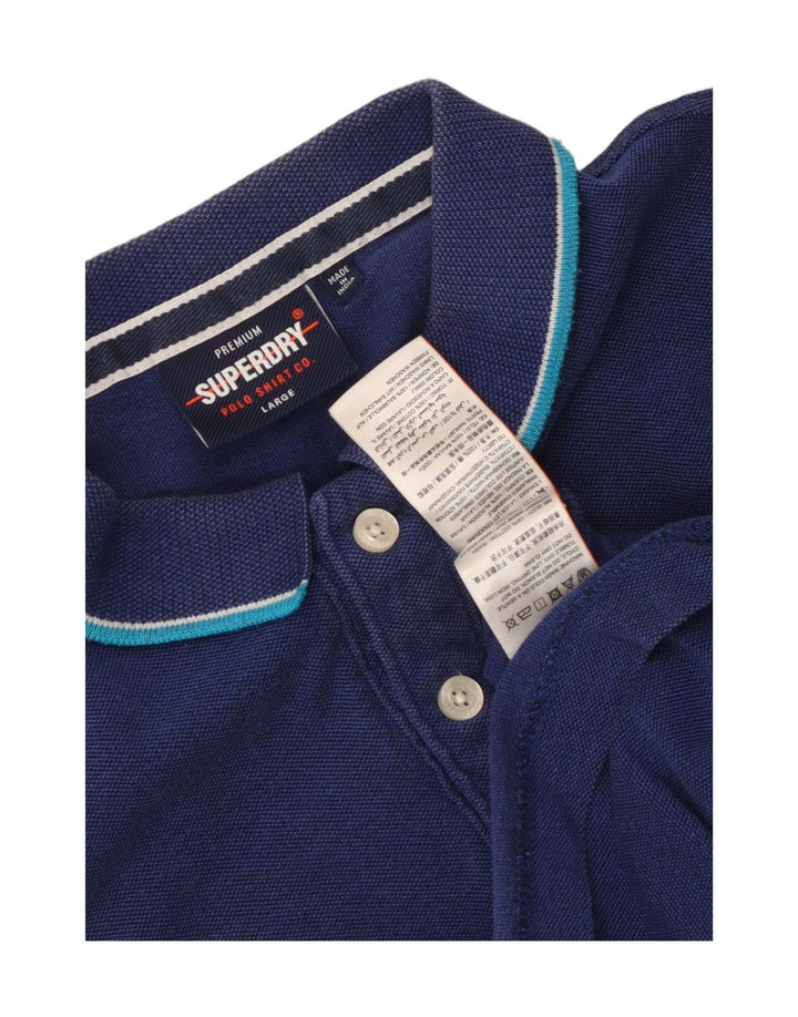 Polo da uomo Superdry Large in cotone blu