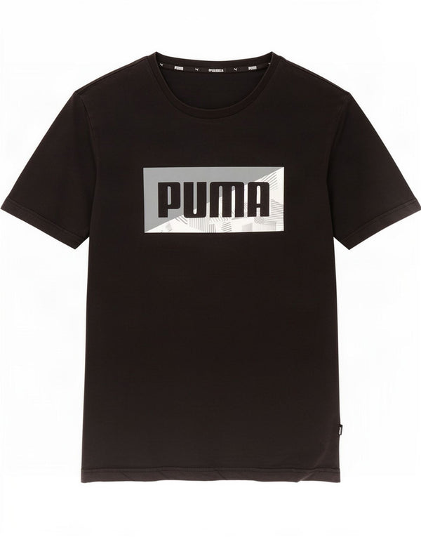 T-shirt grafica da uomo Puma Top in cotone nero medio