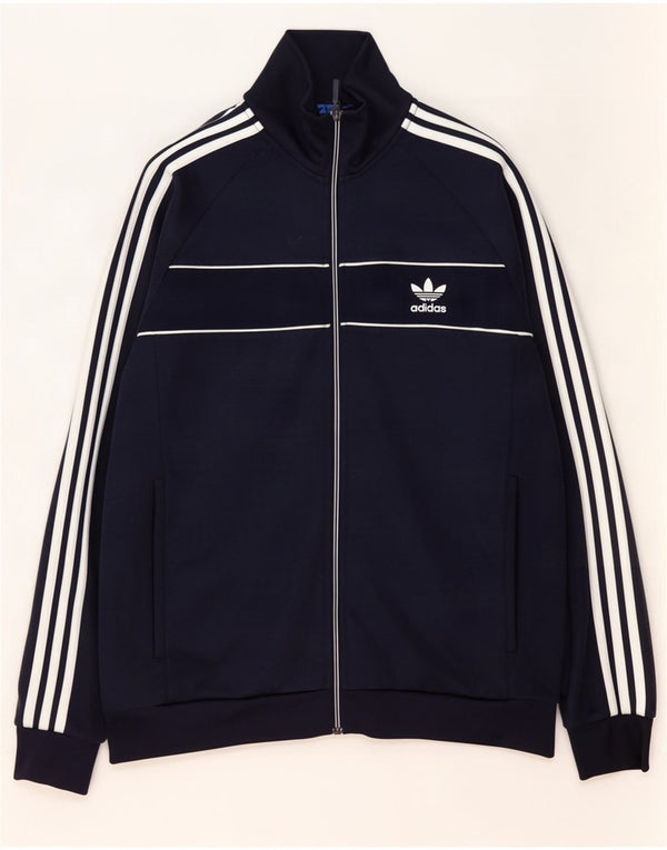Giacca da ginnastica da uomo Adidas grande in poliestere blu navy