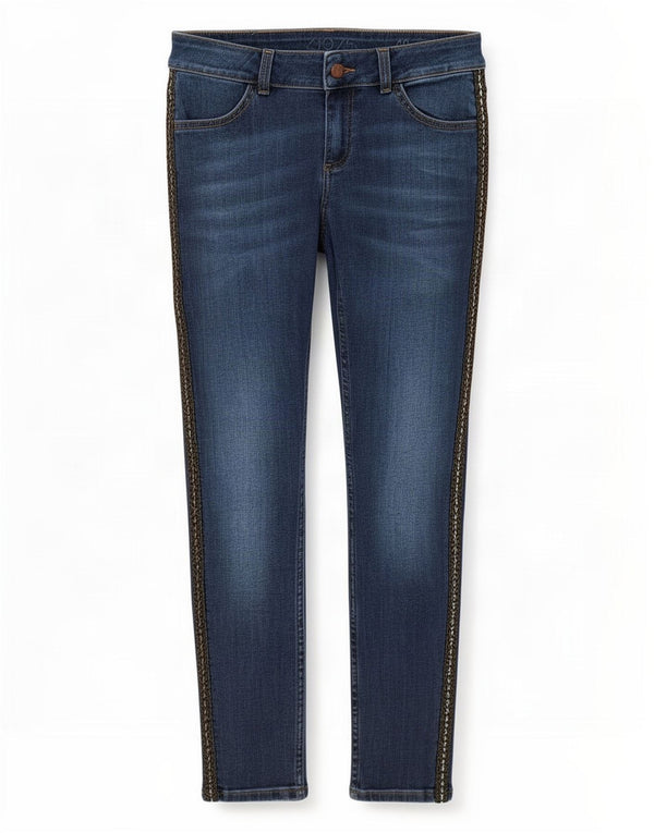 Zara Womens Low Waist Skinny Jeans EU 40 Medium W30 L26 Blue Striped