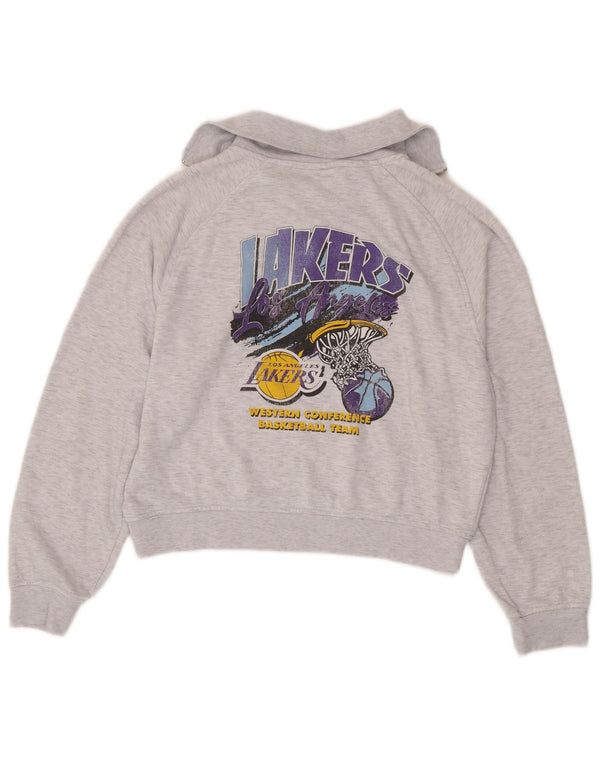 Felpa da donna con collo con zip grafica NBA Lakers, taglia UK 10/12, piccola grigia
