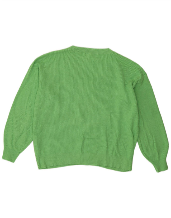 Maglione da donna Marks & Spencer con scollo a V UK 14 Large Green Viscosa