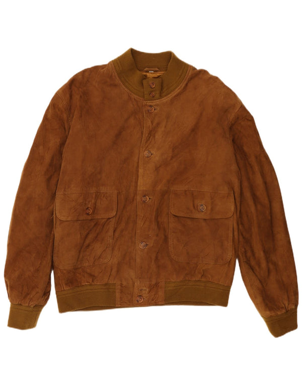Giubbotto bomber in pelle scamosciata da uomo VINTAGE UK 42 XL in pelle marrone