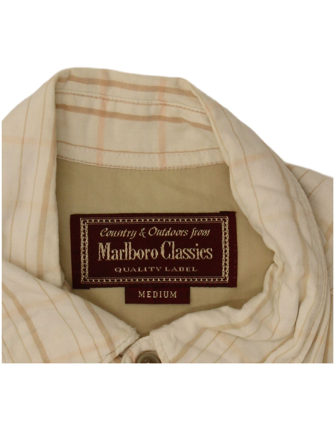 Camicia da uomo Marlboro Classics a quadri beige medio