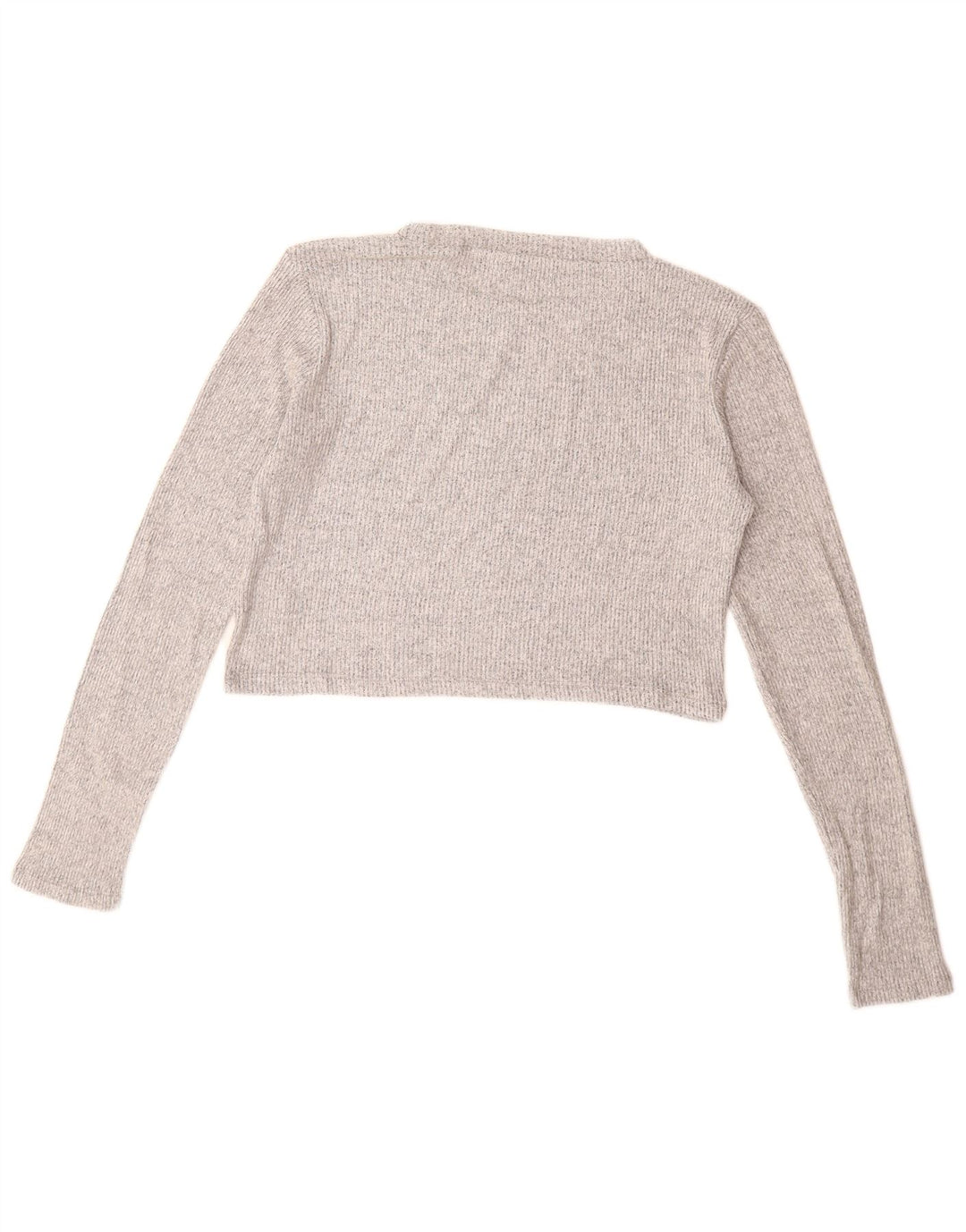 ZARA Womens Crop Knit Top Long Sleeve UK 14 Large Grey Viscose