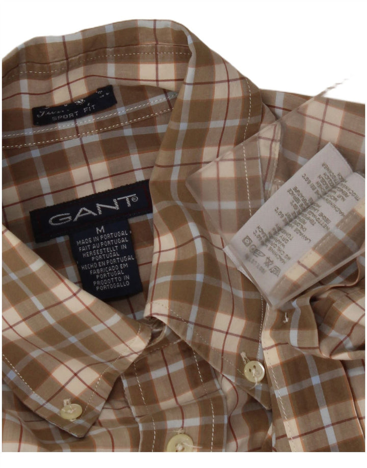 GANT Camicia da uomo in cotone a quadri beige medio