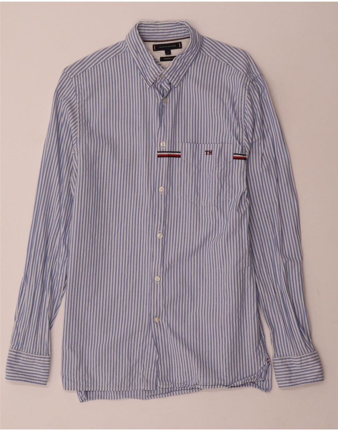 TOMMY HILFIGER Camicia da uomo vestibilità regolare piccola in cotone a righe blu