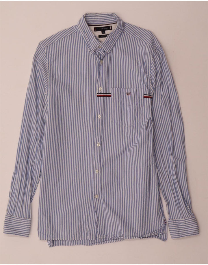 TOMMY HILFIGER Camicia da uomo vestibilità regolare piccola in cotone a righe blu