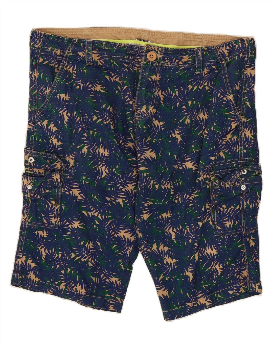 COAST Mens Abstract Pattern Cargo Shorts XL W38 Navy Blue Vintage Coast and Second-Hand Coast from Messina Hembry 