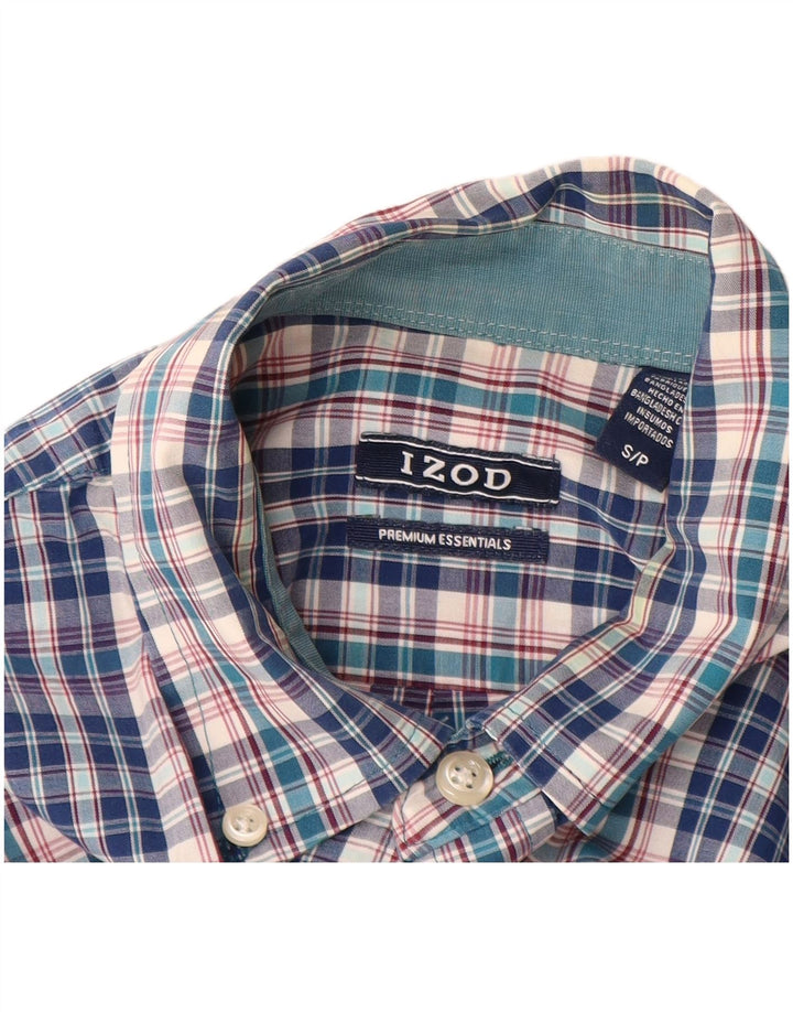 Camicia da uomo Izod piccola in cotone a quadretti blu