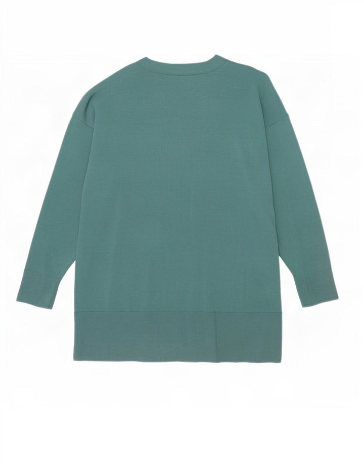 Massimo Dutti Maglione cardigan oversize da donna UK 10 piccolo viscosa verde