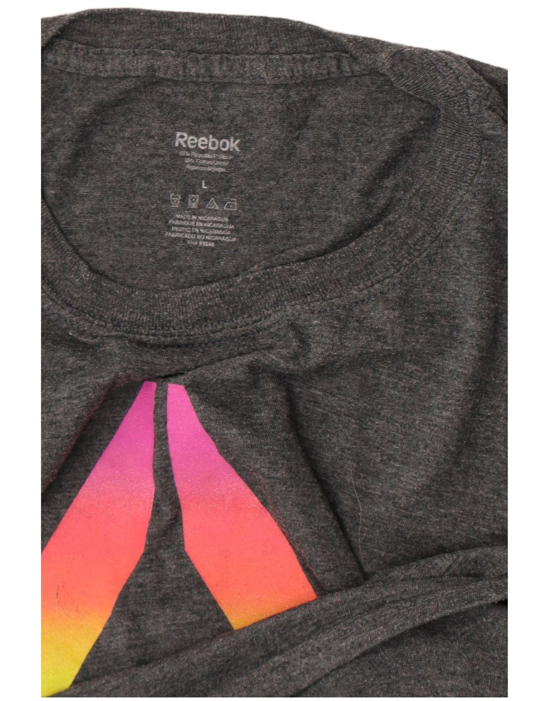 T-shirt grafica da uomo Reebok Top grande in poliestere grigio