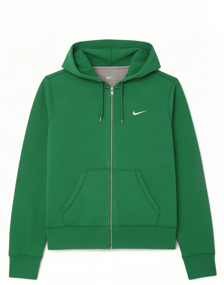 Felpa con cappuccio e zip Nike da uomo in cotone verde medio