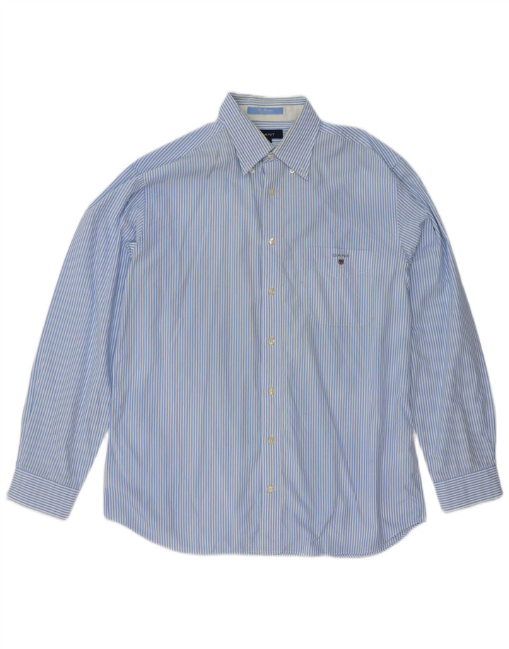 Gant Camicia da Uomo Regular Fit Grande Cotone Gessato Blu