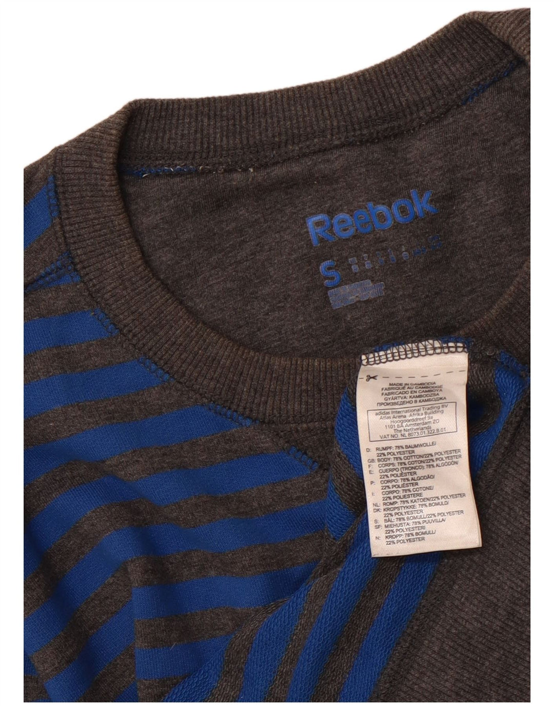 REEBOK Felpa da uomo Maglione piccolo in cotone a righe blu