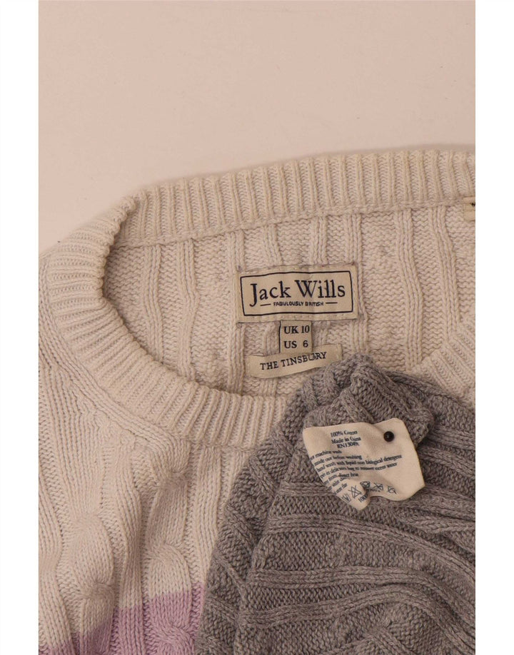 Maglione maglione girocollo da donna Jack Wills UK 10 piccolo blocco colore grigio