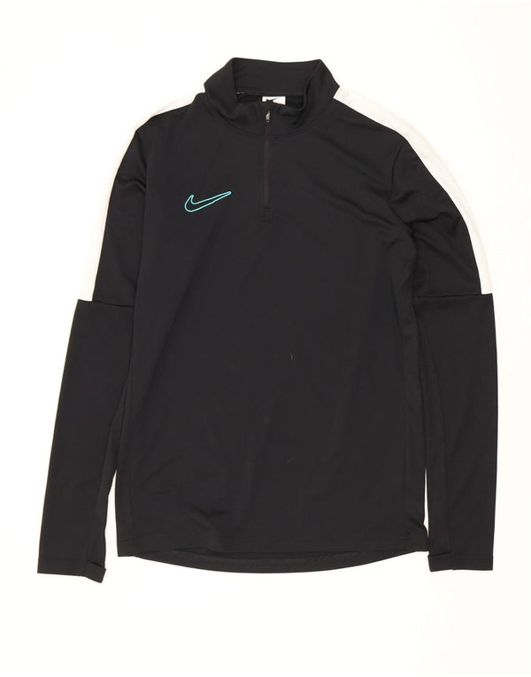 Nike Mens Dri Fit Zip Neck Top Long Sleeve Small Black Colourblock