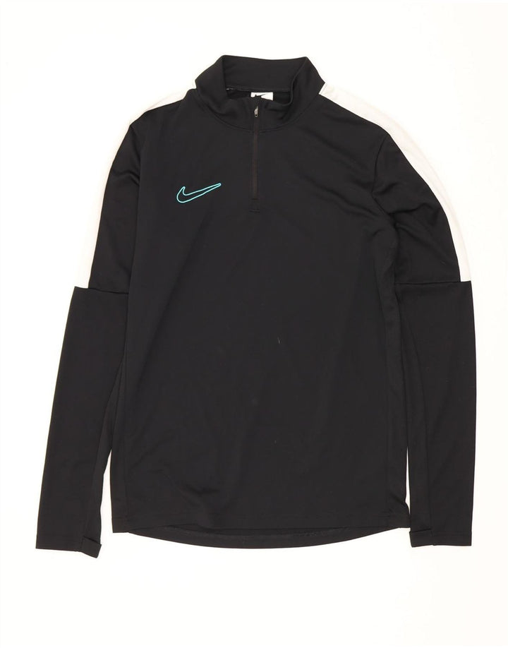 Nike - Maglia da uomo Dri Fit con zip e collo a maniche lunghe, piccola, color block nero