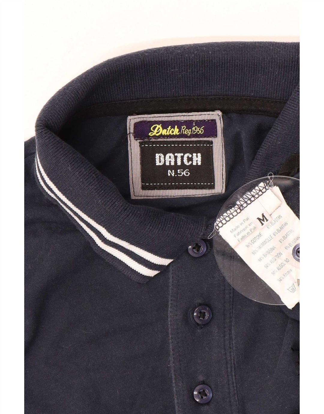 Polo da uomo a maniche lunghe Datch in cotone blu navy medio