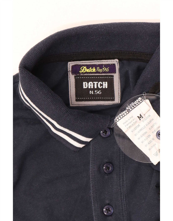 Polo da uomo a maniche lunghe Datch in cotone blu navy medio