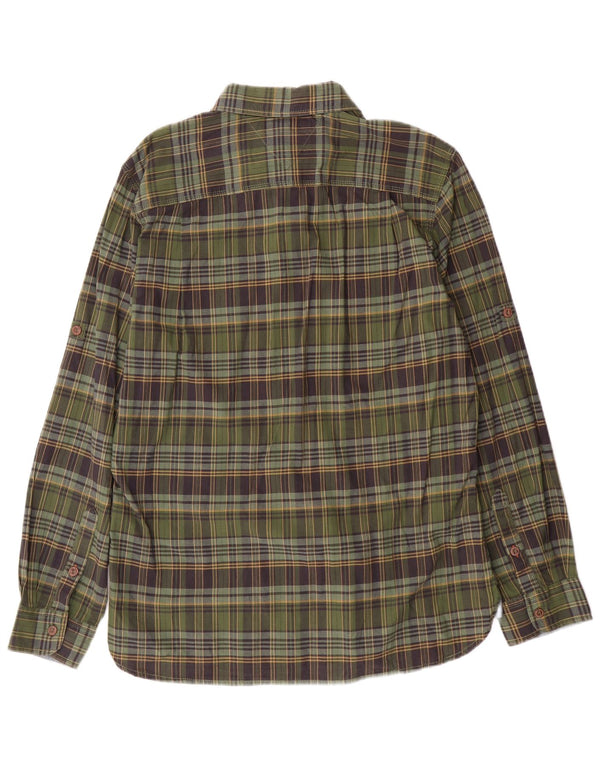 Tommy Hilfiger Camicia da uomo in flanella su misura in cotone a quadri verde medio