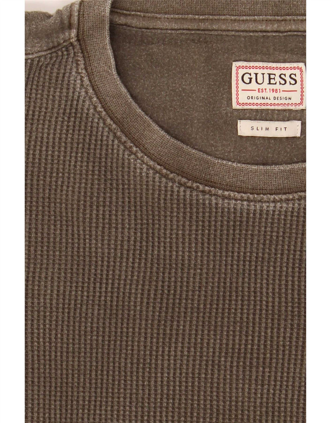 Guess Top da uomo slim fit a maniche lunghe color kaki medio