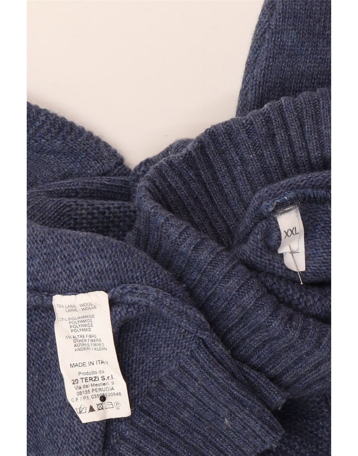 SIR RAPHAEL Maglione maglione da donna con collo alto UK 20 2XL Lana blu navy