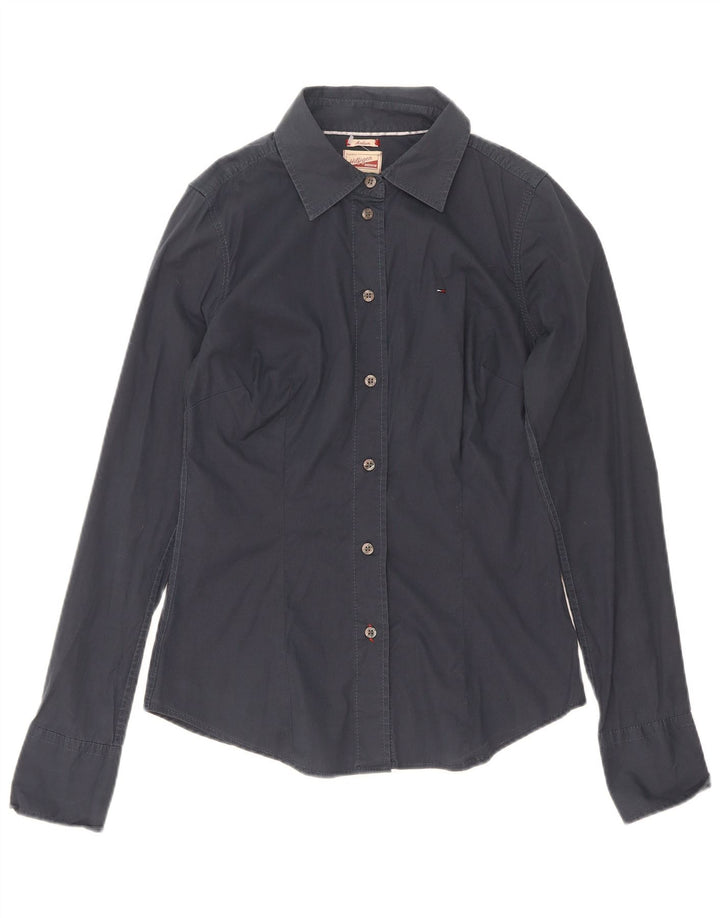 Camicia da donna Tommy Hilfiger UK 12 cotone blu navy medio