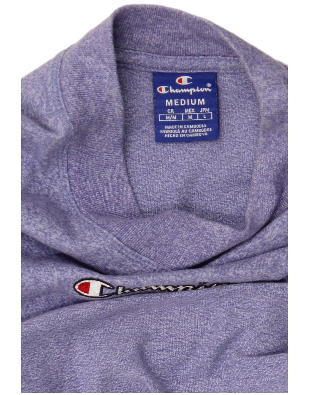 T-shirt grafica da donna CHAMPION Top UK 12 Medium Purple Flecked