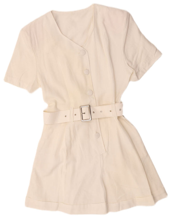 Tutina vintage da donna UK 12 in viscosa bianca media