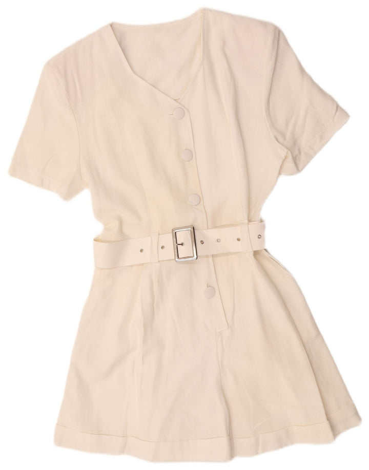 Tutina vintage da donna UK 12 in viscosa bianca media