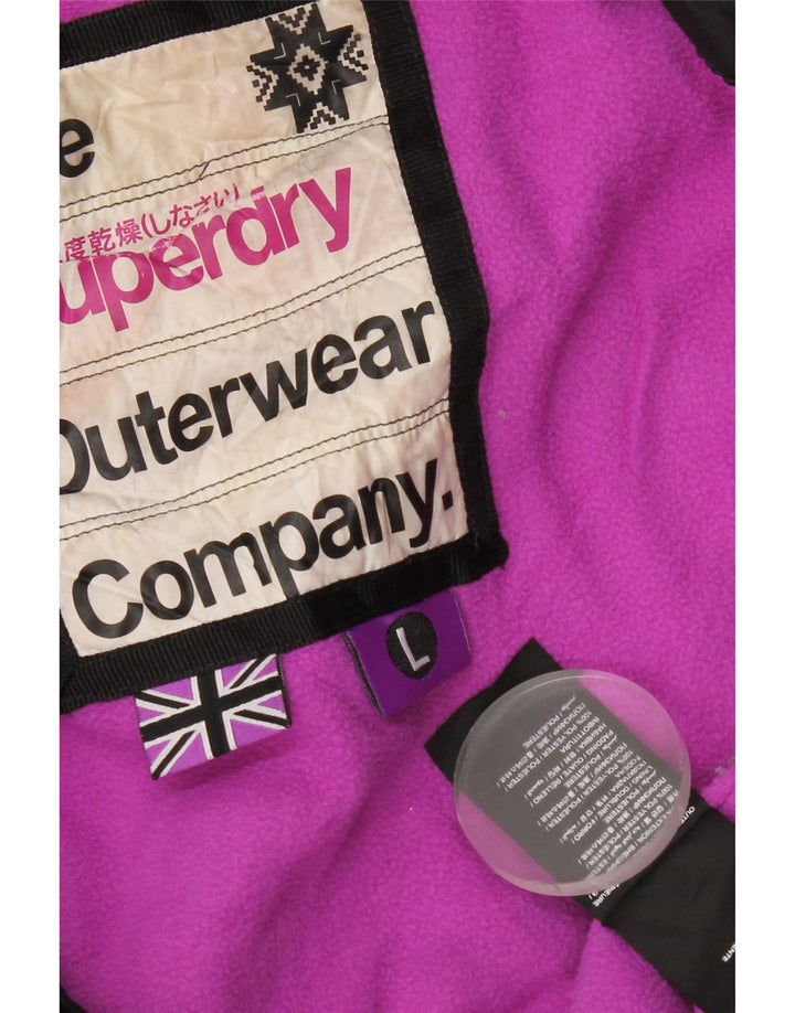 Giacca imbottita con cappuccio da donna Superdry UK 40 grande poliestere nero