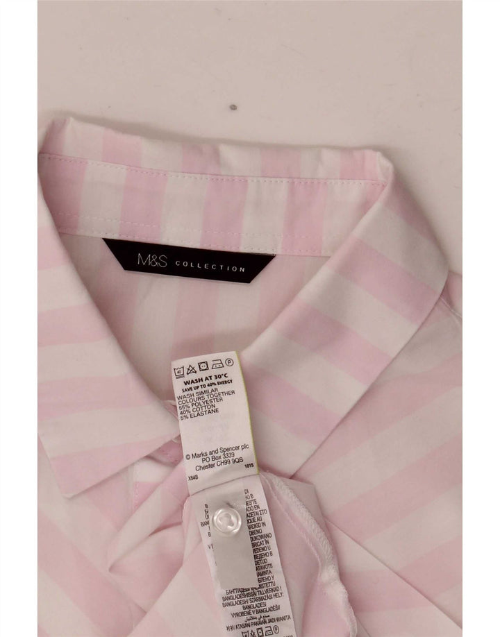 Camicia a maniche corte da donna Marks & Spencer UK 12 a righe bianche medie